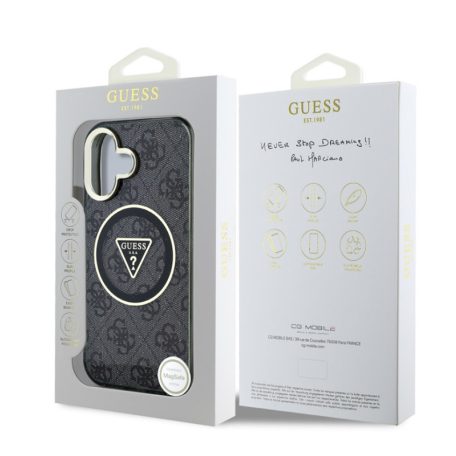 Guess Apple iPhone 16 Pro Max (6.9) IML 4G MagSafe hátlapvédő tok fekete (GUHMP16LHG4PRTGK)
