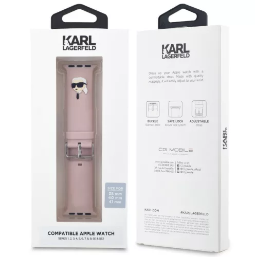 Karl Lagerfeld Karl Head Apple Watch 42 / 44 / 45 / 46 / 49 mm óraszíj pink (KLAWLSLKNP)