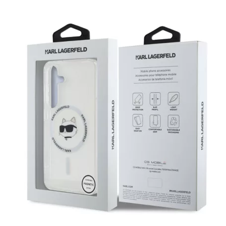 Karl Lagerfeld IML Choupette Head MagSafe Samsung S936 Galaxy S25 Plus hátlapvédő tok átlátszó (KLHMS25MHLSCHH)