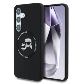   Karl Lagerfeld Liquid Silicone K&CH Heads Samsung S936 Galaxy S25 Plus MagSafe hátlapvédő tok fekete (KLHMS25MSKCHTCK)