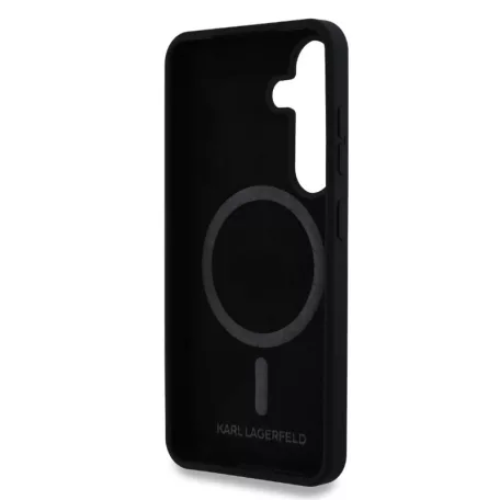 Karl Lagerfeld Liquid Silicone K&CH Heads Samsung S938 Galaxy S25 Ultra MagSafe hátlapvédő tok fekete (KLHMS25LSKCHTCK)