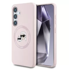   Karl Lagerfeld Liquid Silicone K&CH Heads Samsung S931 Galaxy S25 MagSafe hátlapvédő tok pink (KLHMS25SSKCHTCP)