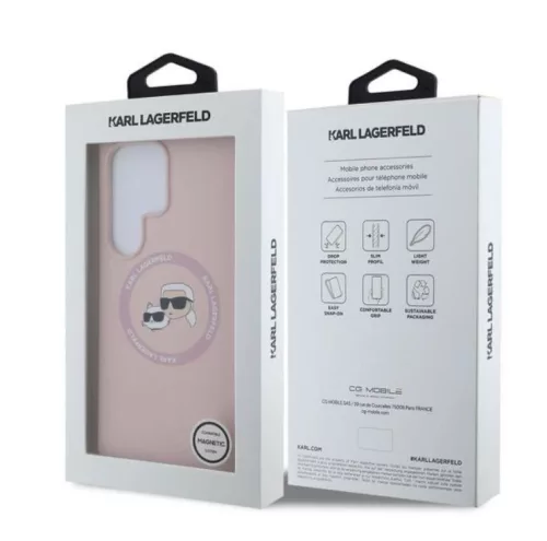 Karl Lagerfeld Liquid Silicone K&CH Heads Samsung S931 Galaxy S25 MagSafe hátlapvédő tok pink (KLHMS25SSKCHTCP)