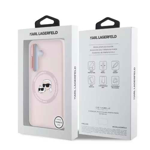 Karl Lagerfeld IML K&CH Heads MagSafe Samsung S936 Galaxy S25 Plus hátlapvédő tok pink (KLHMS25MSKCHTCP)