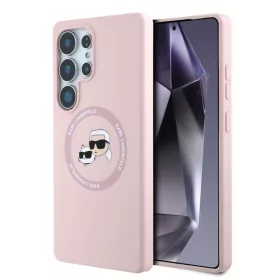   Karl Lagerfeld Liquid Silicone K&CH Heads Samsung S938 Galaxy S25 Ultra MagSafe hátlapvédő tok pink (KLHMS25LSKCHTCP)
