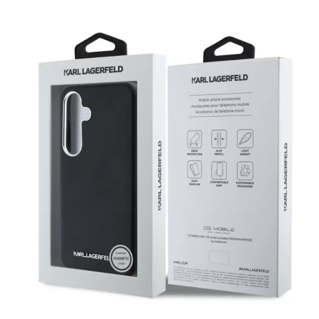 Karl Lagerfeld PU Saffiano Metal Logo and Frame Samsung S931 Galaxy S25 hátlapvédő tok átlátszó (KLHMS25SPSAFWMCK)