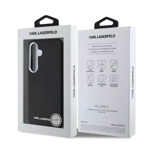Karl Lagerfeld PU Saffiano Metal Logo and Frame Samsung S931 Galaxy S25 hátlapvédő tok átlátszó (KLHMS25SPSAFWMCK)