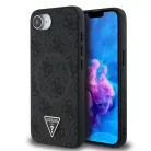 Guess Apple iPhone 16e / 17e (6.1) PU 4G Strass Triangle Metal Logo Magsafe hátlapvédő tok fekete (GUHMPSE4P4TDPK)