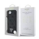 Guess Apple iPhone 16e / 17e (6.1) PU 4G Strass Triangle Metal Logo Magsafe hátlapvédő tok fekete (GUHMPSE4P4TDPK)