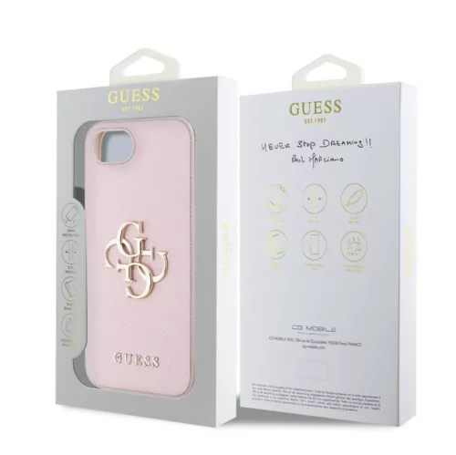 Guess PU Grained 4G Metal Logo Apple iPhone 16e (6.1) hátlapvédő tok pink (GUHCPSE4PGT4MBP)