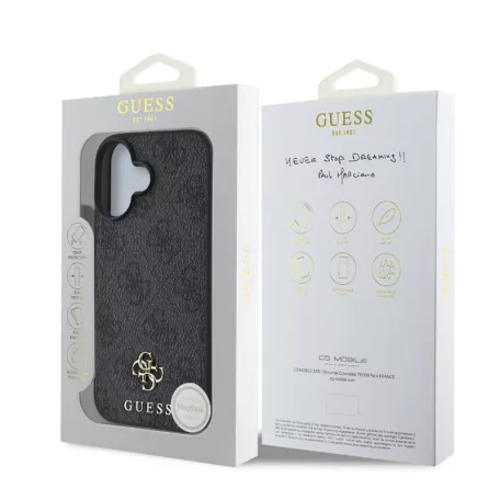 Guess PU 4G Metal Logo MagSafe Apple iPhone 16e / 17e (6.1) hátlapvédő tok szürke (GUHMPSE4P4SM4MK)