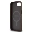 Guess Apple iPhone 16e / 17e (6.1) PU 4G Strass Triangle Metal Logo Magsafe hátlapvédő tok barna (GUHMPSE4P4TDPW)