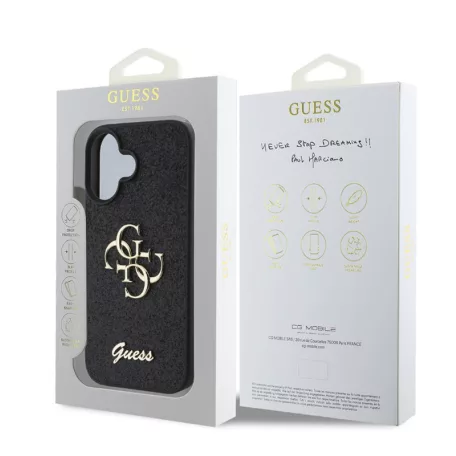 Guess PU Fixed Glitter Apple iPhone 16e / 17e (6.1) hátlapvédő tok fekete (GUHCPSE4HG4SGK)