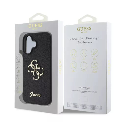 Guess PU Fixed Glitter Apple iPhone 16e (6.1) hátlapvédő tok fekete (GUHCPSE4HG4SGK)