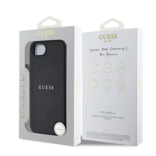 Guess PU Grained Classic Logo Apple iPhone 16e (6.1) hátlapvédő tok fekete (GUHMPSE4PGHSMMK)