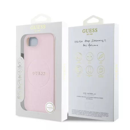 Guess PU Grained Classic Logo Apple iPhone 16e / 17e (6.1) hátlapvédő tok pink (GUHMPSE4PGHSMMP)