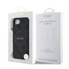   Guess PU Leather Colored Ring MagSafe Apple iPhone 16e / 17e (6.1) hátlapvédő tok fekete (GUHMPSE4G4GFRK)