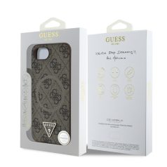   Guess PU Leather Colored Ring MagSafe Apple iPhone 16e (6.1) hátlapvédő tok barna (GUHMPSE4G4GFRW)