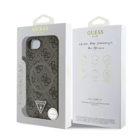   Guess PU Leather Colored Ring MagSafe Apple iPhone 16e (6.1) hátlapvédő tok barna (GUHMPSE4G4GFRW)