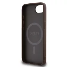   Guess PU Leather Colored Ring MagSafe Apple iPhone 16e / 17e (6.1) hátlapvédő tok barna (GUHMPSE4G4GFRW)