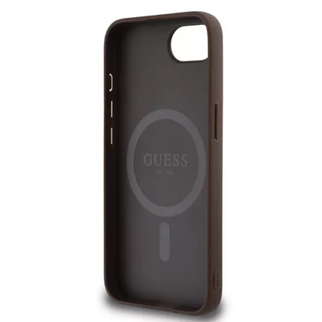 Guess PU Leather Colored Ring MagSafe Apple iPhone 16e / 17e (6.1) hátlapvédő tok barna (GUHMPSE4G4GFRW)