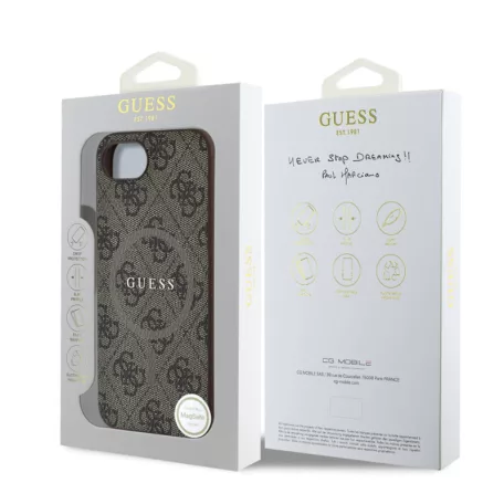 Guess PU Leather Colored Ring MagSafe Apple iPhone 16e / 17e (6.1) hátlapvédő tok barna (GUHMPSE4G4GFRW)