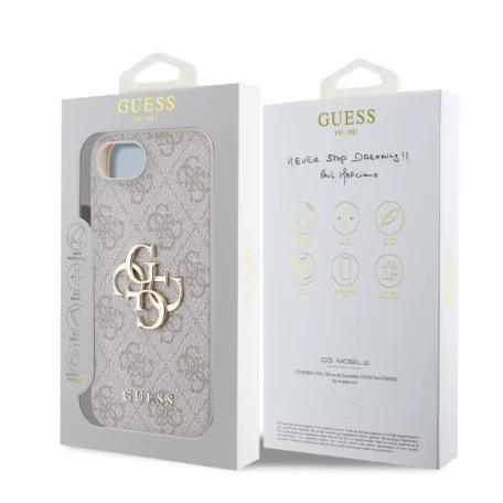 Guess PU 4G Metal Logo Apple iPhone 16e / 17e (6.1) hátlapvédő tok pink (GUHCPSE44GMGPI)