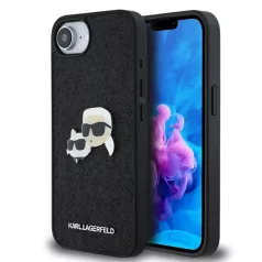   Karl Lagerfeld Fixed Glitter K&CH Heads Apple iPhone 16e / 17e (6.1) hátlapvédő tok fekete (KLHCPSE4PFGKCPK)