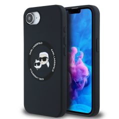   Karl Lagerfeld Liquid Silicone K&CH Heads Apple iPhone 16e (6.1) MagSafe hátlapvédő tok fekete (KLHMPSE4SKCHTCK)