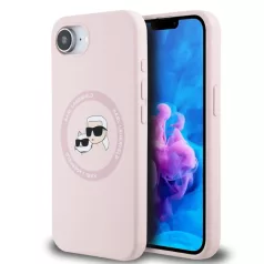   Karl Lagerfeld Liquid Silicone K&CH Heads Apple iPhone 16e (6.1) MagSafe hátlapvédő tok pink (KLHMPSE4SKCHTCP)