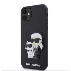   Karl Lagerfeld PU Saffiano Karl and Choupette Apple iPhone 16e / 17e (6.1) hátlapvédő tok fekete (KLHCPSE4SANKCPK)