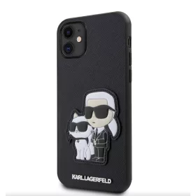   Karl Lagerfeld PU Saffiano Karl and Choupette Apple iPhone 16e (6.1) hátlapvédő tok fekete (KLHCPSE4SANKCPK)