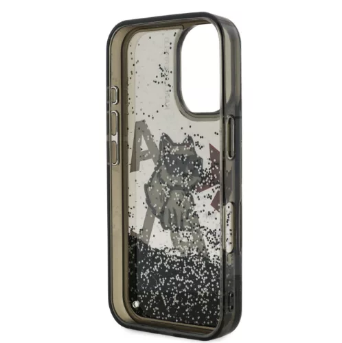 Karl Lagerfeld Liquid Glitter Choupette Apple iPhone 16 Pro hátlapvédő tok fekete (KLHCP16LLCHSCTDK)