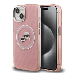   Karl Lagerfeld IML K&CH Heads MagSafe Apple iPhone 15 Pro (6.1) hátlapvédő tok pink (KLHMP15LHMKBKCHP)