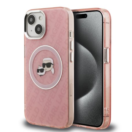 Karl Lagerfeld IML K&CH Heads MagSafe Apple iPhone 15 Pro Max (6.7) hátlapvédő tok pink (KLHMP15XHMKBKCHP)