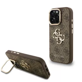   Guess PU 4G Metal Logo Stand Apple iPhone 16 Pro (6.3) hátlapvédő tok barna (GUHCP16LPCS4GP4W)