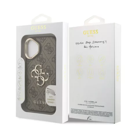 Guess PU 4G Metal Logo Stand Apple iPhone 16 Pro Max (6.9) hátlapvédő tok barna (GUHCP16XPCS4GP4W)