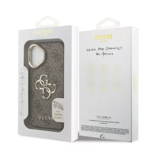 Guess PU 4G Metal Logo Stand Apple iPhone 16 Pro Max (6.9) hátlapvédő tok barna (GUHCP16XPCS4GP4W)