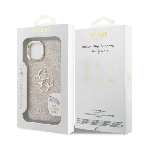 Guess PU 4G Metal Logo Stand Apple iPhone 15 Pro (6.1) hátlapvédő tok pink (GUHCP15LPCS4GP4P)