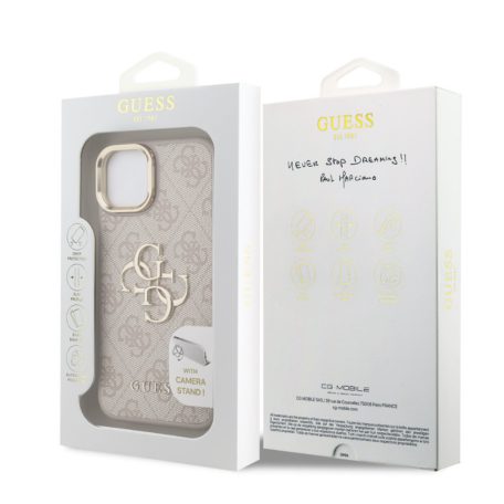 Guess PU 4G Metal Logo Stand Apple iPhone 16 Pro Max (6.9) hátlapvédő tok pink (GUHCP16XPCS4GP4P)