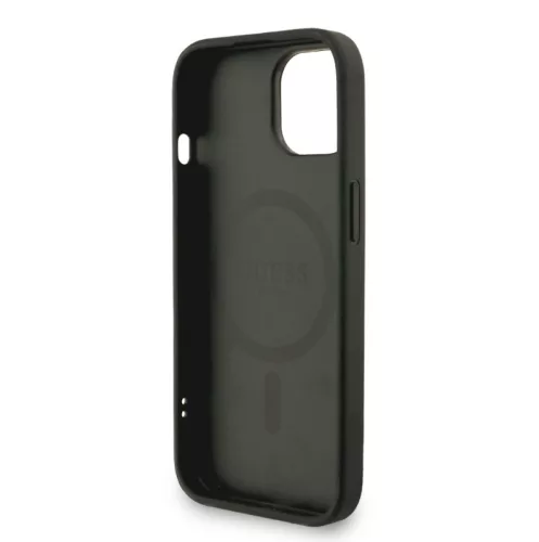 Guess PU Leather MagSafe Apple iPhone 13 hátlapvédő tok fekete (GUHMP13MP4GREGSK)