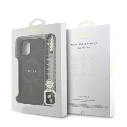 Guess PU Leather MagSafe Apple iPhone 13 hátlapvédő tok fekete (GUHMP13MP4GREGSK)