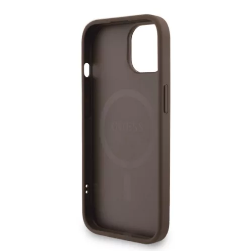 Guess PU Leather MagSafe Apple iPhone 15 Pro Max (6.7) hátlapvédő tok barna (GUHMP15XP4GREGSW)