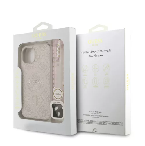 Guess PU Leather MagSafe Apple iPhone 15 Pro (6.1) hátlapvédő tok pink (GUHMP15LP4GREGSP)