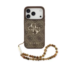   Guess PU Leather 4G Logo Strap Apple iPhone 15 Pro Max hátlapvédő tok barna (GUHCP15XP4GMGSW)