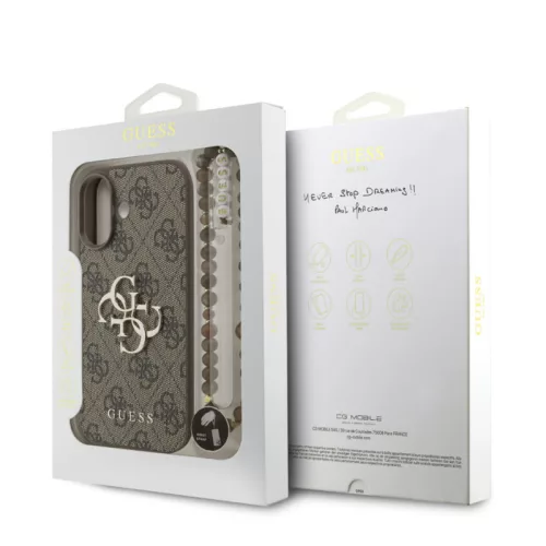 Guess PU Leather 4G Logo Strap Apple iPhone 15 Pro Max hátlapvédő tok barna (GUHCP15XP4GMGSW)