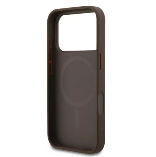 Guess PU Leather Colored Ring MagSafe Apple iPhone 17 Air hátlapvédő tok barna (GUHMP17MG4GFRW)