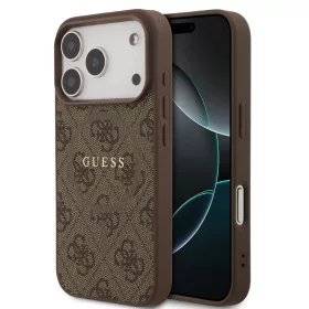   Guess PU Leather Colored Ring MagSafe Apple iPhone 17 Pro hátlapvédő tok barna (GUHMP17LG4GFRW)