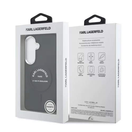 Karl Lagerfeld PU RSG Logo Apple iPhone 17 hátlapvédő tok fekete (KLHMP17SPSKRSGEK)