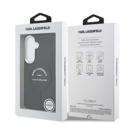 Karl Lagerfeld PU RSG Logo Apple iPhone 17 Pro hátlapvédő tok fekete (KLHMP17LPSKRSGEK)